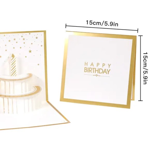 1pc New Creative Birthday Greeting Card, Bronzing Cake Handmade 3D Greeting Card - Picture 3 of 3